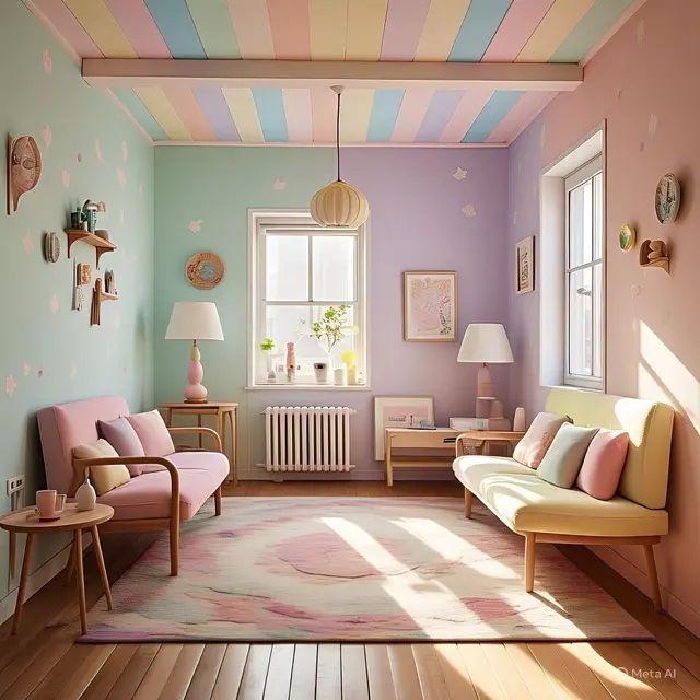 Inspirasi Warna Buat Ruangan Kecil, Warna Pastel. Foto: Meta AI