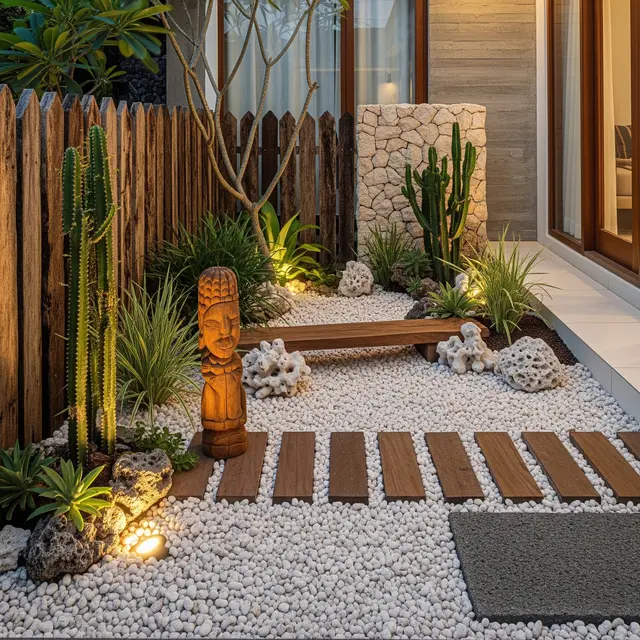 6 Taman Kering dengan Batu Koral Putih, Halaman Rumah Minimalis