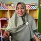 Kepala sekolah PAUD AL Hikam, Klaten, Jawa Tengah, Lestarina Tri Handayani saat menjelaskan soal kebiasaan anak mengonsumsi makanan bergizi di acara Jelajah Gizi 2023. (Foto: Liputan6.com/Diviya Agatha)