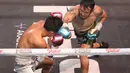 Pertarungan sengit Paris Pernandes vs Rudy Golden Boy digelar di W Superclub Gatsu, Jakarta, pada Senin (10/11/2025) dini hari WIB. Tampak dalam foto, Rudy Golden Boy saat bertanding melawan Paris Fernandez pada laga HSS Series 6 di W Superclub Gatsu, Jakarta, pada Senin (10/11/2025) dini hari WIB. (Bola.com/M Iqbal Ichsan)