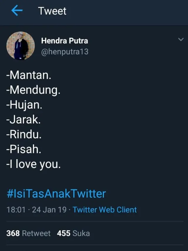 Cuitan Lucu 'Isi Tas Anak Twitter'