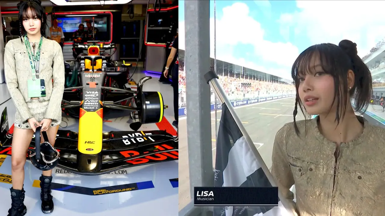 6 Gaya Lisa BLACKPINK jadi Pengibar Bendera Finish di F1 Grand Prix Miami, Tenteng Tas Helm Seharga Rp73 Jutaan