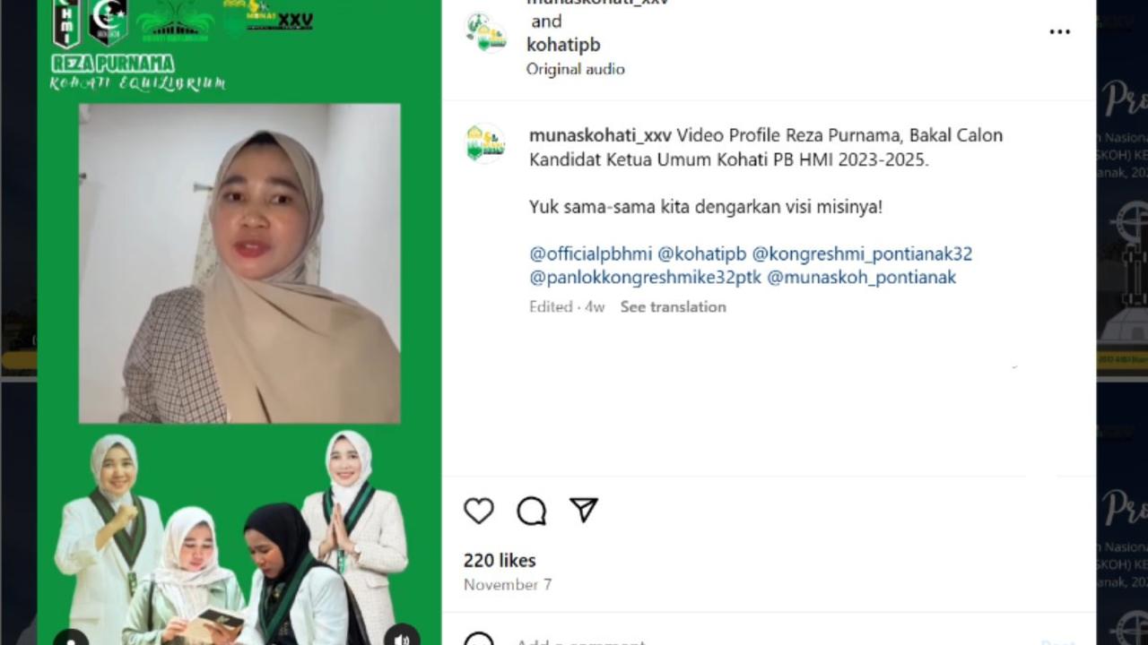 Eks Wabendum Kohati PB 2018-2020 Yohanna Murtika pun menyampaikan selamat atas terpilihnya Reza Purnama sebagai Ketua Kohati PB HMI periode 2023-2025.