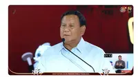 Calon presiden (capres) nomor urut 2 Prabowo Subianto saat debat capres ketiga yang digelar KPU pada Minggu (7/1/2024) di Istora, Senayan, Jakarta. (Tangkapan Layar YouTube KPU RI)