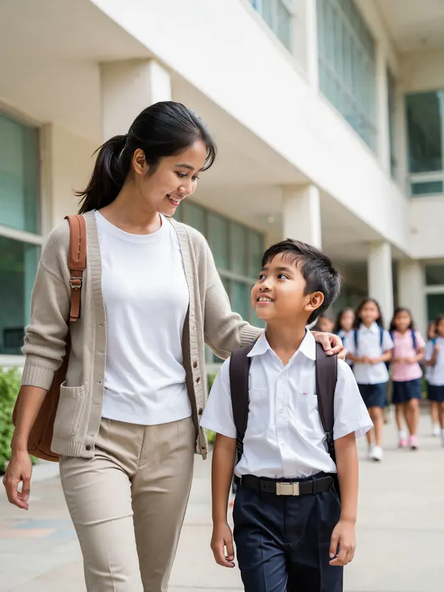 Baju Ibu Antar Anak Sekolah