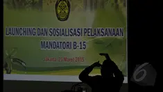 Kementerian Energi dan Sumber Daya Mineral meluncurkan dan menyosialisasikan pelaksanaan Mandatori B-15, Jakarta, Senin (23/3/2015). (Liputan6.com/Johan Tallo)