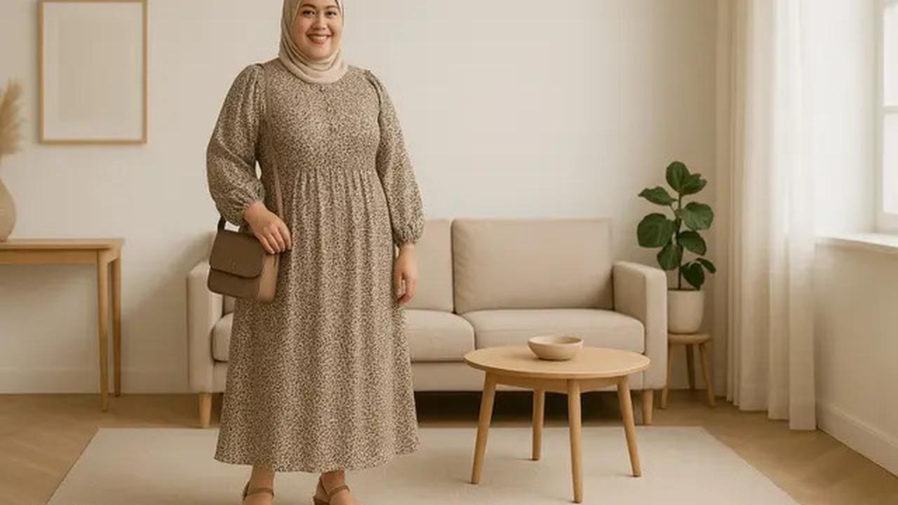 7 Inspirasi Model Gamis Motif Kecil Terbaru untuk Ibu Ibu Gemuk, Terlihat Langsing dan Elegan di 2025