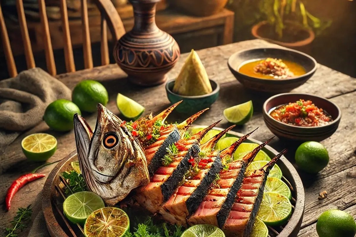 illustrasi rahang ikan tuna bakar