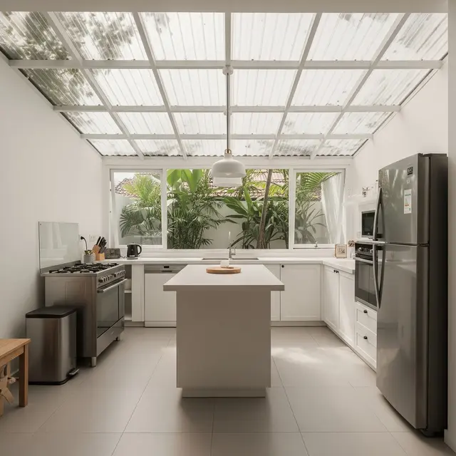 Desain Dapur Belakang Rumah dengan Atap Transparan