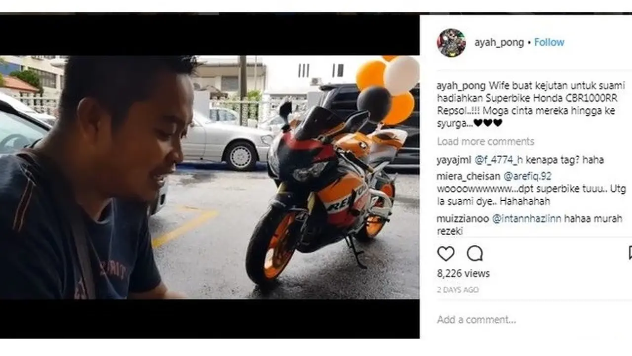 Pria asal Malaysia dapat kado Honda CBR1000RR dari sang istri
