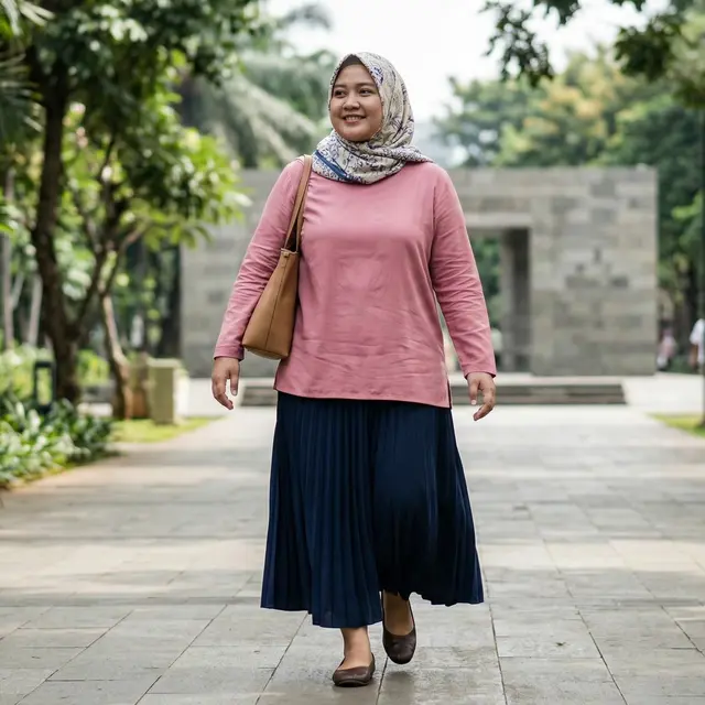 Model Set Rok dan Blouse untuk Wanita Plus Size (Foto: Gemini AI)