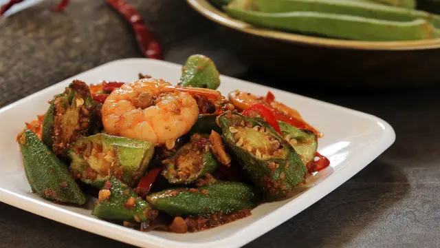 tumis okra udang