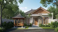 Rumah 1 Lantai dengan Tempat Santai Depan Rumah untuk Relaksasi dan Mempercantik Fasad
