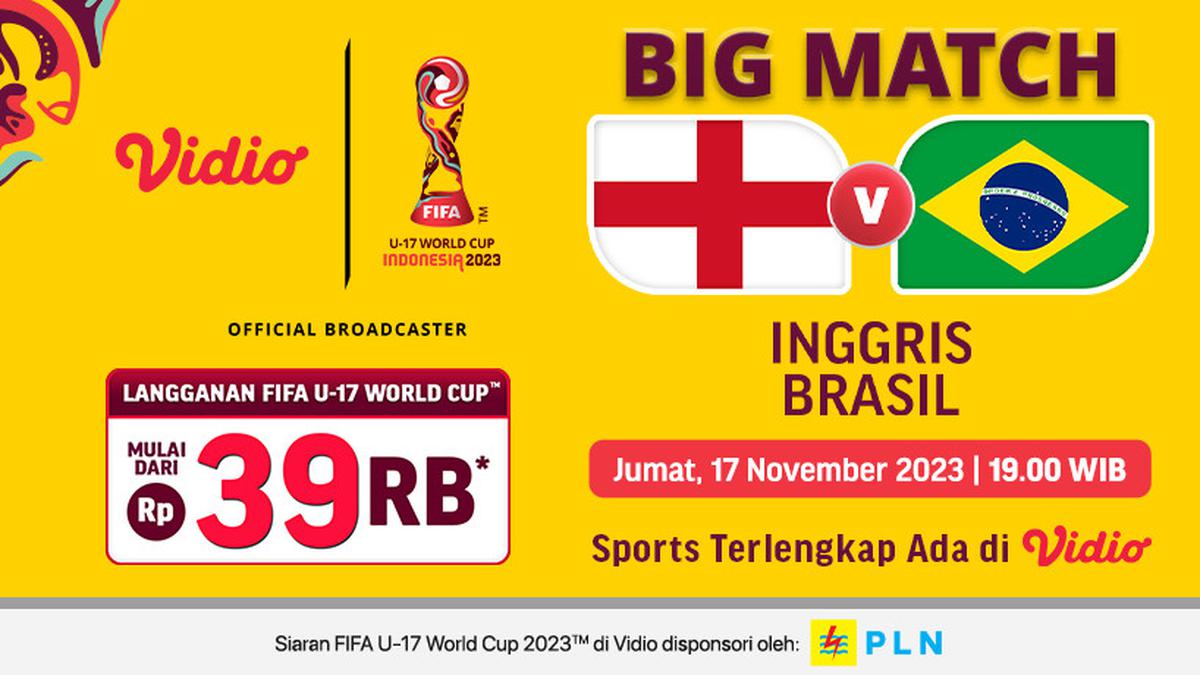Jadwal dan Live Streaming Inggris U-17 vs Brazil U-17 di Vidio