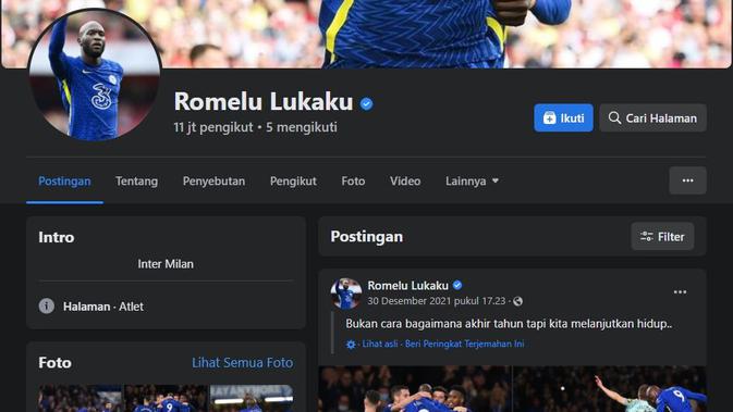 Biodata profil Facebook Romelu Lukaku. (dok Facebook)