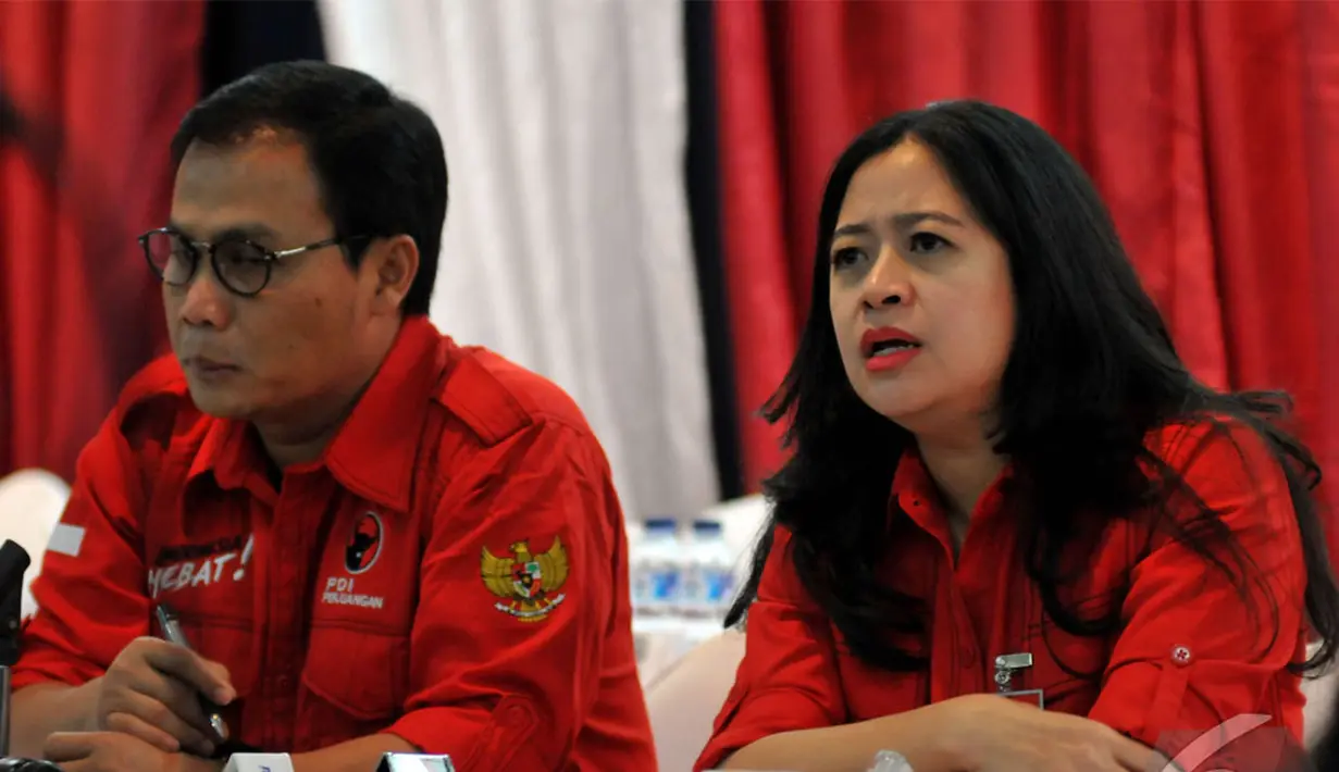 Puan mengatakan, peredaran video soal keraguan JK terhadap Jokowi itu merupakan bentuk black ataupun negative campaign untuk Jokowi-JK, Senayan, Jakarta Selatan, Senin (26/5/2014) (Liputan6.com/Johan Tallo).