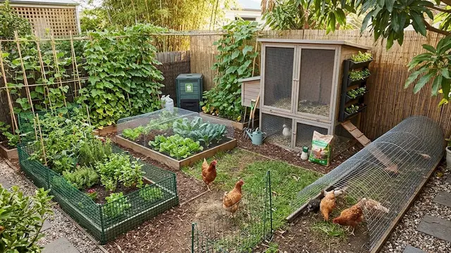 Cara Menggabungkan Ternak Ayam dan Kebun di Lahan Sempit (AI Generated)