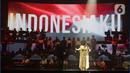 Aksi panggung penyanyi Lea Simanjuntak saat acara Nation Building Conference (NBC) yang digelar STT Internasional Harvest di Jakarta, Jumat (24/3/2023). (Liputan6.com/Herman Zakharia)