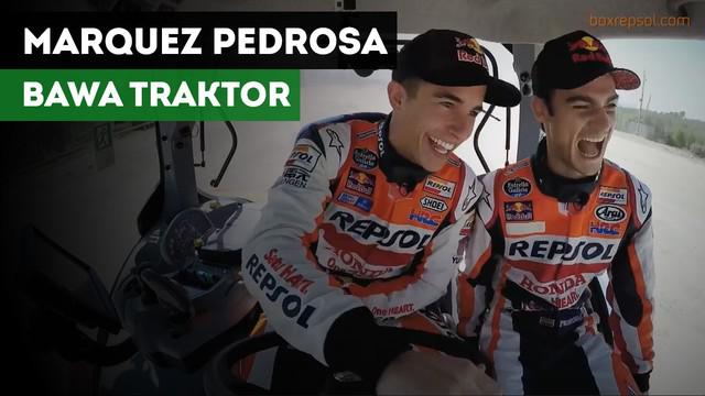 Marc Marquez dan Dani Pedrosa mendapat tantangan dari Repsol untuk kendarai traktor
