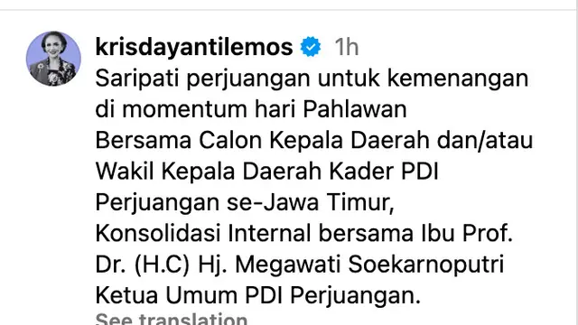Unggahan Krisdayanti. (Foto: Dok. Instagram @krisdayantilemos)