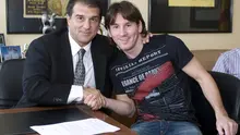 Romantika antara Joan Laporta (kiri) dengan Lionel Messi di masa lalu (AFP)