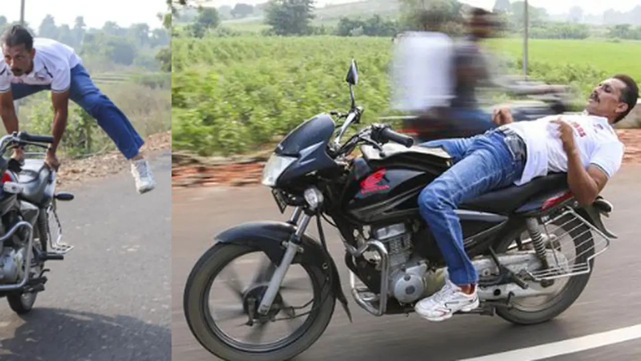 Aksi yoga di atas motor. (Speedy Society)