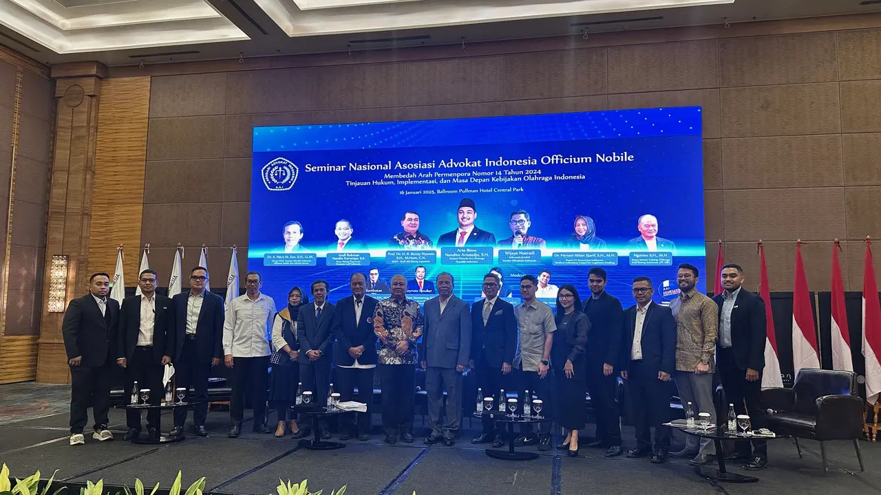 Asosiasi Advokat Indonesia (AAI) menggelar seminar bertajuk “Membedah Arah Permenpora Nomor 14 Tahun 2024 - Tinjauan Hukum, Implementasi, dan Masa Depan Kebijakan Olahraga Indonesia” di Pullman Hotel,