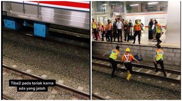 Video Wanita yang Terjatuh di Rel Kereta Stasiun Manggarai Ini Viral, Dramatis