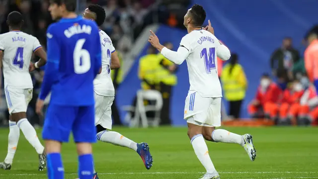 Gol Casemiro dan Vazquez Antar Real Madrid Menang Atas Getafe