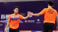 Ganda putra Indonesia Leo Rolly Carnando/Daniel Marthin tampil di final Asia Junior Championships 2019. (Badminton Indonesia)