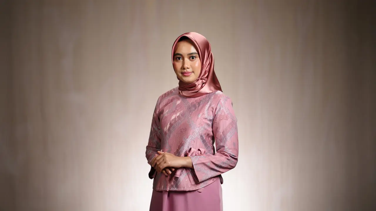 Model Gamis Kombinasi Atas Batik Bawah Polos (Foto: Reve Art AI)