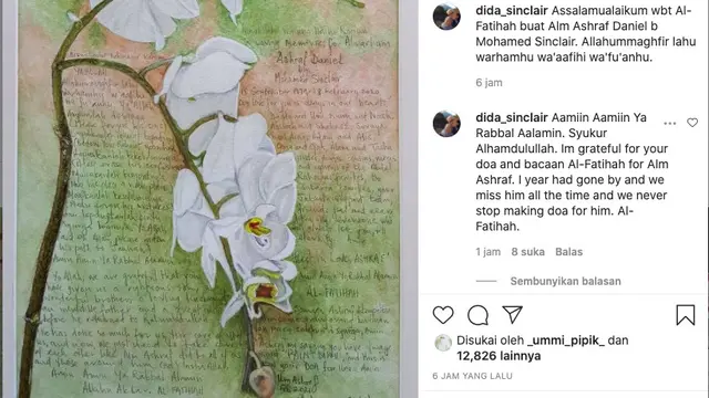 Tepat Setahun Meninggal Ashraf Sinclair, Ibunda Unggah Lukisan Buatannya yang Berisi Doa