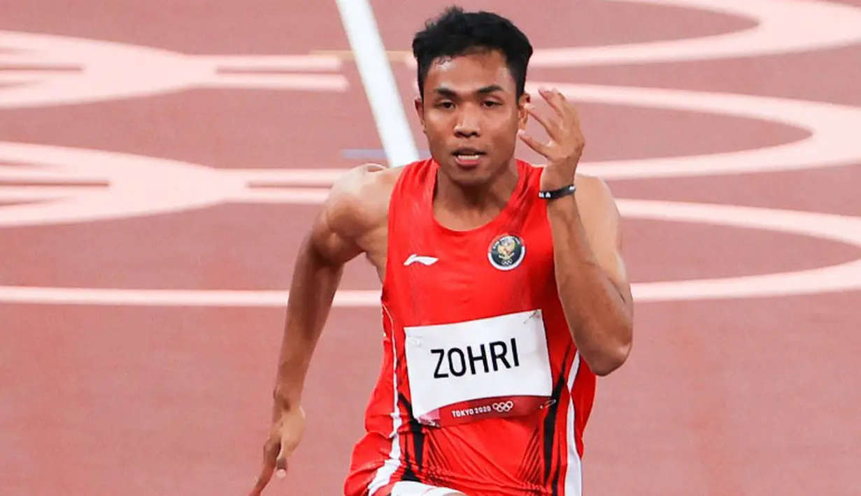 Atlet asal Lombok itu membukukan waktu 10,26 detik, tertinggal hanya 0,22 detik di belakang sprinter Afrika Selatan, Gift Leotlela, yang menjadi sprinter tercepat dalam lomba heat 4 ini. (Dok NOC Indonesia)