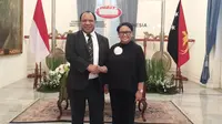Menteri Luar Negeri Papua Nugini Rimbink Pato dan Menteri Luar Negeri RI Retno Marsudi di Kemenlu RI (19/7/2018) (Rizki Akbar Hasan / Liputan6.com)