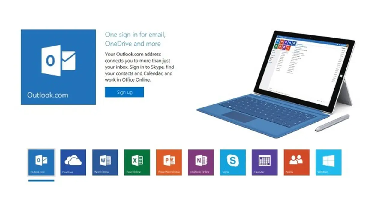 Tampilan laman Outlook versi Web
