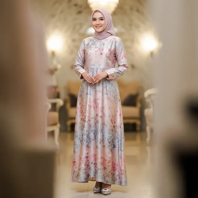 Model Gamis Terbaru Bahan Satin