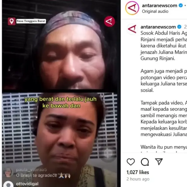 Viral Video Keluarga Juliana Menangis Mendengar Permintaan Maaf Agam Rinjani yang Ikut Pencarian Bersama Tim SAR