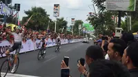 Jeroen Meijers menjadi pemenang dalam etape kedua Tour d’Indonesia 2019, Selasa (20/8/2019).(Adyaksa Vidi)