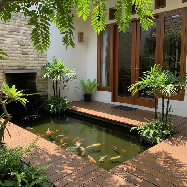 9 Ide Teras Minimalis dengan Kolam Koi, Estetik dan Menenangkan