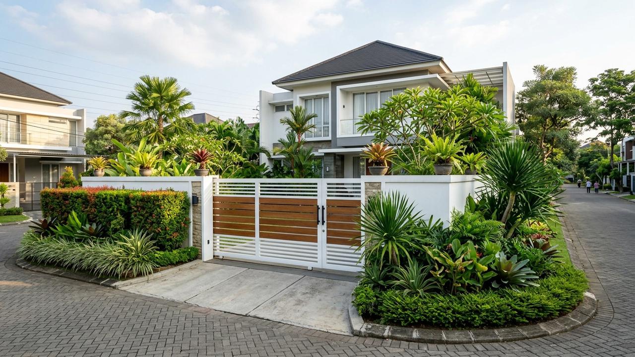 7 Model Pintu Gerbang Rumah dengan Tanaman Hijau, Asri dan Estetis