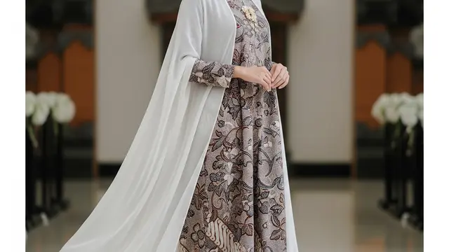 Model Gamis Batik Plus Outer Cape Elegan