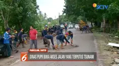 Dinas PUPR Provinsi Banten membuka akses Jalan Raya Carita, Pandenglang yang sempat putus akibat tsunami.