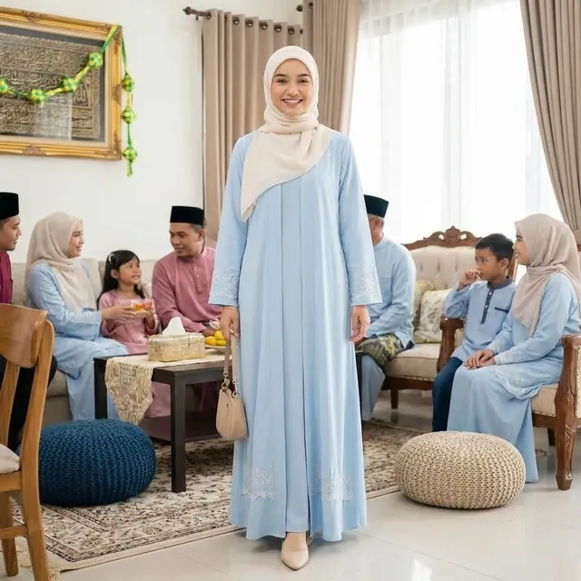 Model Set Abaya dan Inner Dress untuk Lebaran 2026