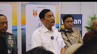 Menteri Koordinator Bidang Kemaritiman dan Investasi (Menko Marves) Luhut Binsar Panjaitan menghadiri Marine Spatial Planning and Expo Service 2023, di Pullman Central Park, Jakarta, Selasa (19/9/2023). Menko Luhut angkat bicara soal Rempang. (Tira/Liputan6.com)