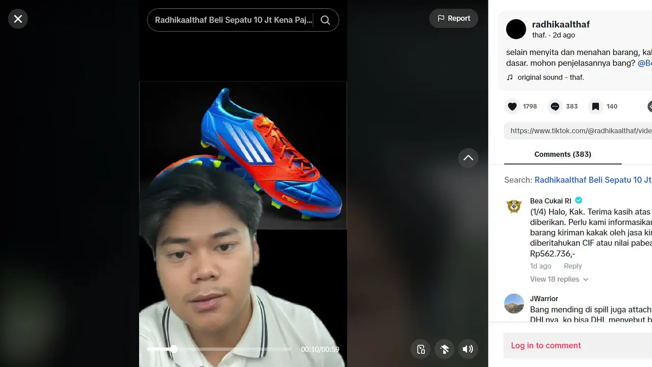 Viral Curhatan Pria Ini Soal Tarif Bea Masuk Sepatu Bola, Begini Keterangannya (nunggu tanggal)