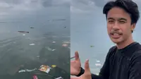 Pandawara group mengungkap sampah di tengah laut Lampung yang dipenuhi bungkus plastik mi instant hingga biskuit. (Dok: Instagram @pandawaragroup)