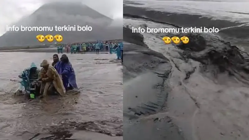 Momen Lautan Pasir Gunung Bromo Banjir Usai Hujan Deras Ini Viral