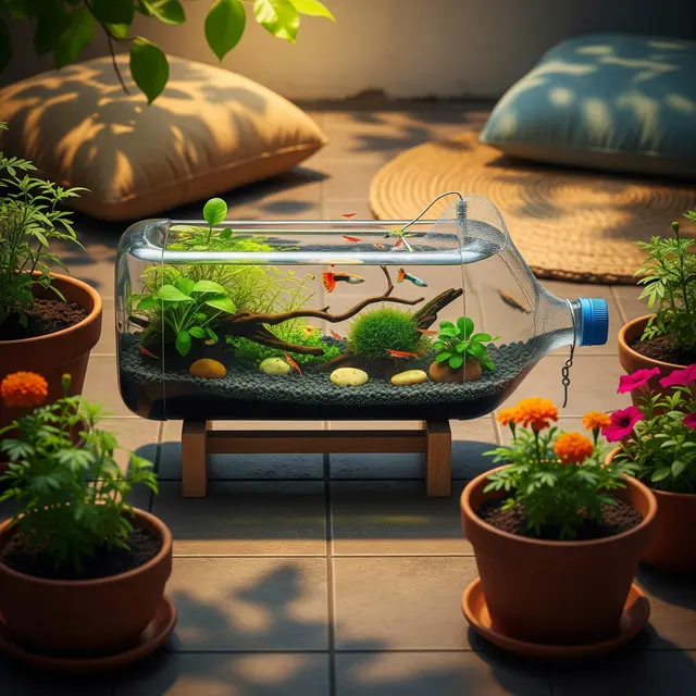 Desain Akuarium dari Galon Bekas (Image by Gemini AI)