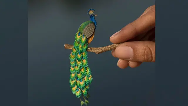 Dua orang seniman India membuat ilustrasi burung dengan kertas setiap hari sekitar setengah tahun terakhir.