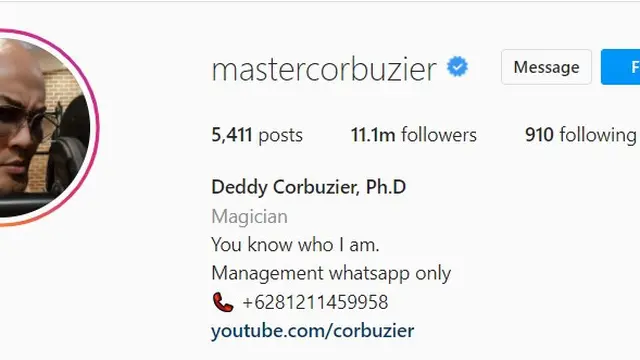Deddy Corbuzier kehilangan 8 juta pengikut di Instagram